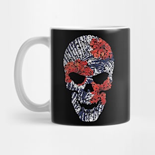 Tropical Floral Skull Blue Mug